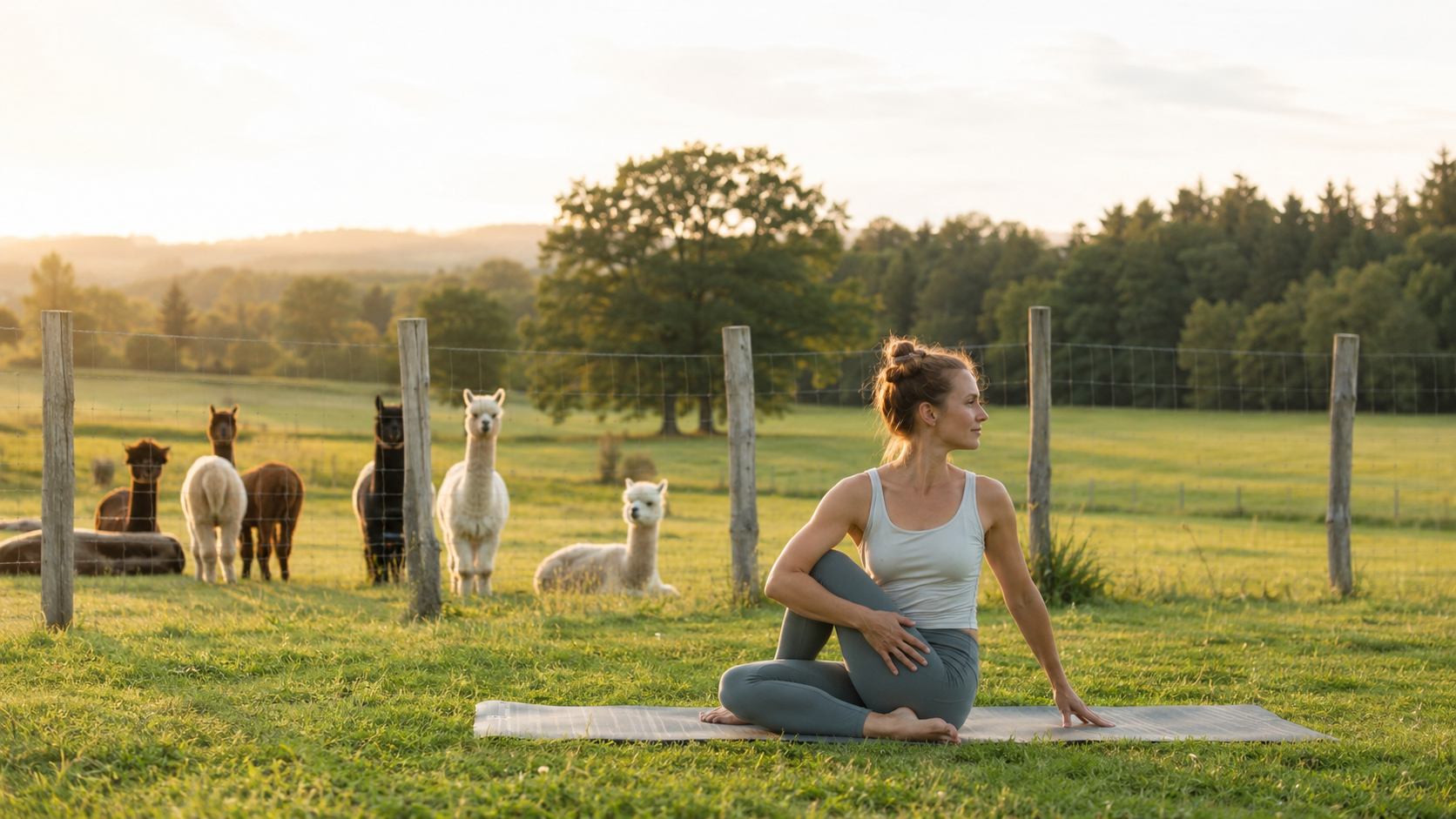 Yoga bei Alpakas